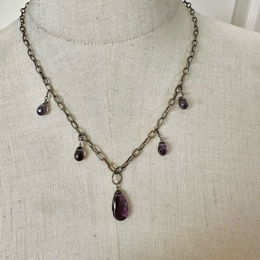 Purple crystal beaded necklace